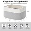 ICERZCZ Large Blanket Basket Living Room, Rectangle Storage Basket, Large Basket for Blankets, Woven Cotton Rope Baskets for Storage Toy Dirty Clothes, 22x17x12, White & Grey, 75L view 3