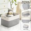 ICERZCZ Large Blanket Basket Living Room, Rectangle Storage Basket, Large Basket for Blankets, Woven Cotton Rope Baskets for Storage Toy Dirty Clothes, 22x17x12, White & Grey, 75L view 4