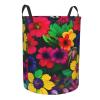Rainbow Flowers Pattern Round Waterproof Oxford Fabric Large Clothes Basket Laundry Hamper With Handles,Toy Storage view 2