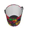 Rainbow Flowers Pattern Round Waterproof Oxford Fabric Large Clothes Basket Laundry Hamper With Handles,Toy Storage view 3