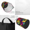 Rainbow Flowers Pattern Round Waterproof Oxford Fabric Large Clothes Basket Laundry Hamper With Handles,Toy Storage view 4