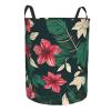 Flower Leaf Round Waterproof Oxford Fabric Large Clothes Basket Laundry Hamper With Handles,Toy Storage view 2