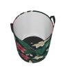 Flower Leaf Round Waterproof Oxford Fabric Large Clothes Basket Laundry Hamper With Handles,Toy Storage view 3