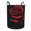 Red And Roses Round Waterproof Oxford Fabric Large Clothes Basket Laundry Hamper With Handles,Toy Storage view 2