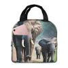 Elephant Family Lunch Bag Box Reusable Insulated Lunch Tote Bag,Leakproof Thermal Sack Food Case High Capacity view 1