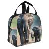 Elephant Family Lunch Bag Box Reusable Insulated Lunch Tote Bag,Leakproof Thermal Sack Food Case High Capacity view 2