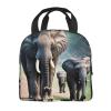 Elephant Family Lunch Bag Box Reusable Insulated Lunch Tote Bag,Leakproof Thermal Sack Food Case High Capacity view 3