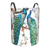 Beautiful Peacock Flowers Round Waterproof Oxford Fabric Large Clothes Basket Laundry Hamper With Handles,Toy Storage view 2