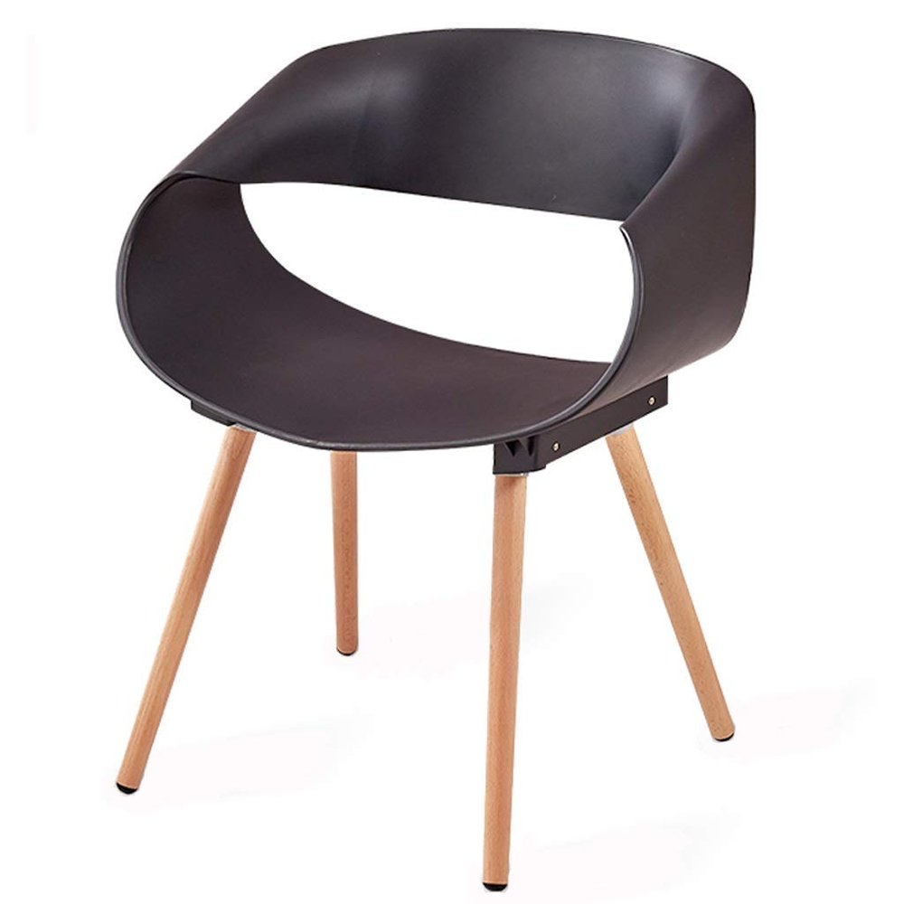 Dining Chair Kitchen Dining Room Furniture Chairs Dining Chairs Modern Simple PP Plastic Back Chair Beech Legs Leisure Chair Kitchen Living Room Lounge Counter Chairs (Color : Black)