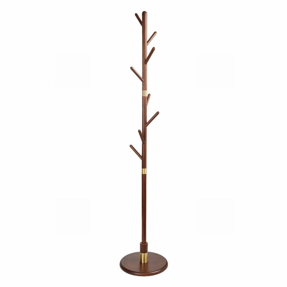 ELZEM Coat Rack Stand, Freestanding Coat Tree with Round Base and 8 Hooks, Easy Assembly Wooden Coat Hanger, Clothes Rack for Hallway Entryway, Living Room, Bedroom A