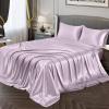 Satin Bedding Set > California King Size Soft Satin Silk 7 Pcs. Lavender Satin Silk- Comforter, Sheet Set, Fitted Sheet 18" Deep Pocket + 1 Flat Sheet + 4 Pillowcases view 1