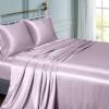 Satin Bedding Set > California King Size Soft Satin Silk 7 Pcs. Lavender Satin Silk- Comforter, Sheet Set, Fitted Sheet 18" Deep Pocket + 1 Flat Sheet + 4 Pillowcases view 3