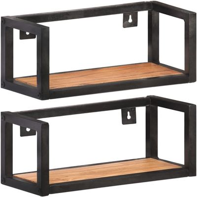 Wall Shelves 2 pcs,Wall Shelves,Picture Ledge Shelf,Picture Ledge Shelf,Floating Bookshelves,Kitchen Shelf Decor,for Home Decoration, Bedrooms, Office, Living Room,15.7" Solid Acacia Wood