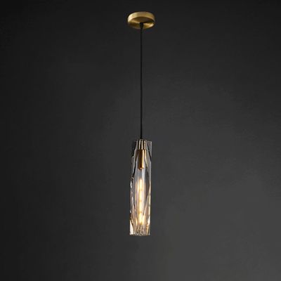ROilin Bedroom Bedside Chandeliers/Modern Light Luxury Hanging Lamp/Simple Dining Room Bar Window Pendant Light/Full Copper Crystal Lighting Fixture (E14*1)