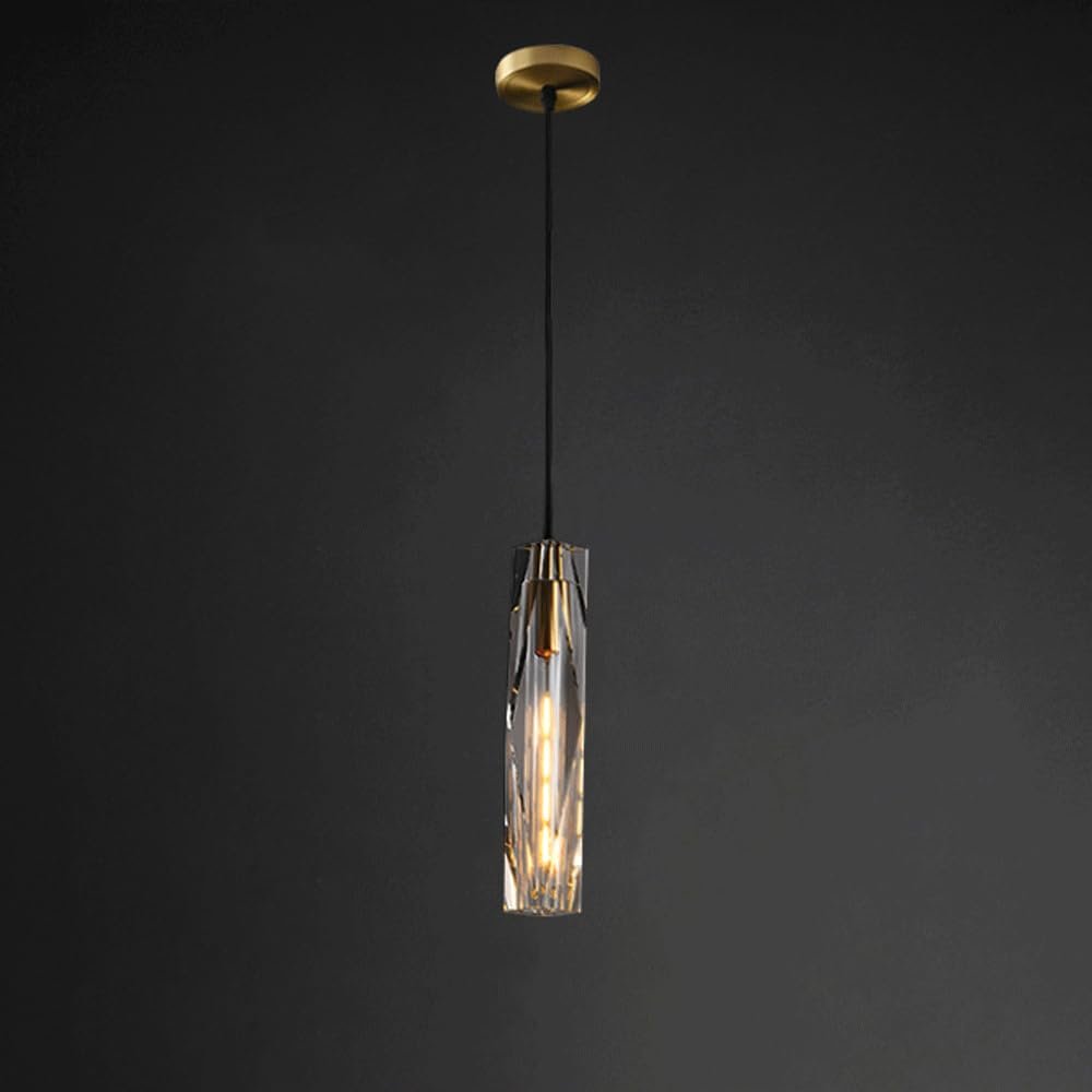 ROilin Bedroom Bedside Chandeliers/Modern Light Luxury Hanging Lamp/Simple Dining Room Bar Window Pendant Light/Full Copper Crystal Lighting Fixture (E14*1)