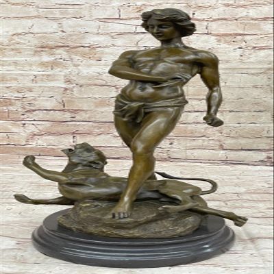 Handcrafted Bronze Sculpture Sale Mar Nude Semi Potet Loys by Leopard and Youth Decorative Gift Hand Made by Think Bronze