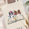 Andeiltech Canvas Tote Bag for Women Aesthetic Cute Dog Shopping Grocery Reusable Bags with Inner Zipper Women Gift view 2