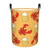 Beer And Crawfish Pattern Round Waterproof Oxford Fabric Large Clothes Basket Laundry Hamper With Handles,Toy Storage view 1