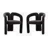 SZLIZCCC Modern Velvet Black Dining Chairs Set of 2, Fabric Armchair, Upholstered Barrel Chairs for Living Room, Kitchen, Dining Room view 1
