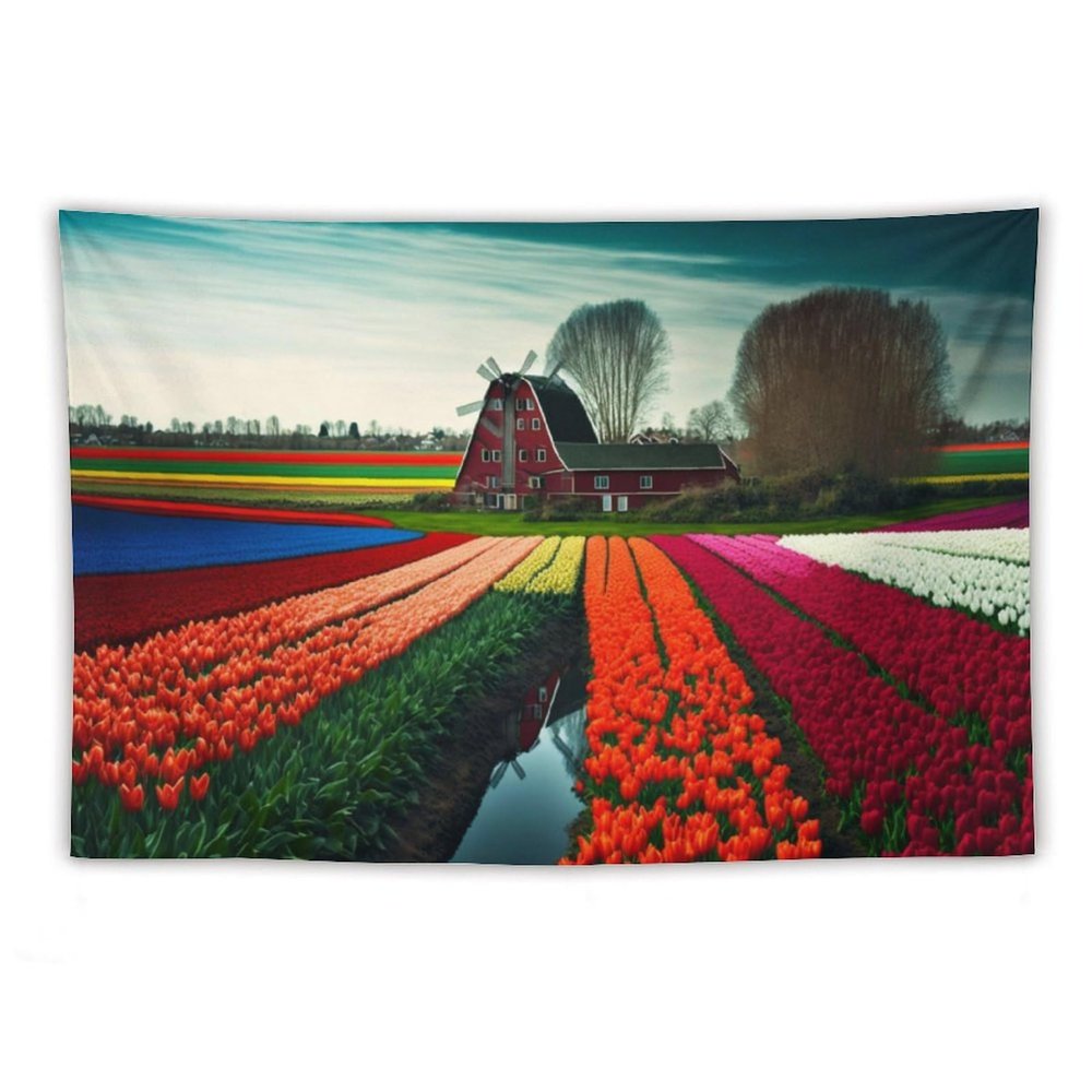 Tapestry Home Decor Tulip Flower Garden in Holland Tapestry Living Room Bedroom Decoration Wall Hanging Tapestry Curtain, 40"x60"