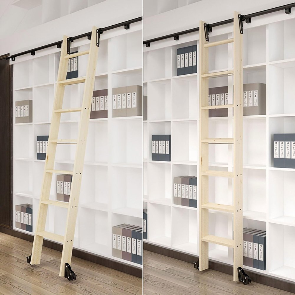 Sliding Library Ladder Hardware Black Track Kit, Hook on Tensible Rolling Ladder Hardware Library Sliding Ladder 3.3ft-26.2ft Track/Rail(No Ladder), Limited to Ladder Thickness 2.5cm (Size : 13ft/400