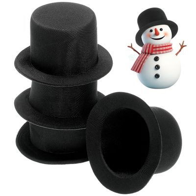 MERRYHAPY Decor 4pcs Miniature Formal Top Hats, Party Caps, Doll Caps, Cloth Small Hats in Black