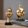 AOPPLSOT Golden Deco Sculpture, Abstract Art Women Thinker Statue, Decoration Living Room Office Bar Cafe Entrance Statues and Sculptures,Resin,Ponder view 4