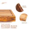 VONHOLZ Butcher Block Table Top, End Grain Wood Cutting Board, Butchers Block, Hardwood Cutting Board, Butcher Block Countertops, Teak Wood (19 x 12 x 1.2) view 3