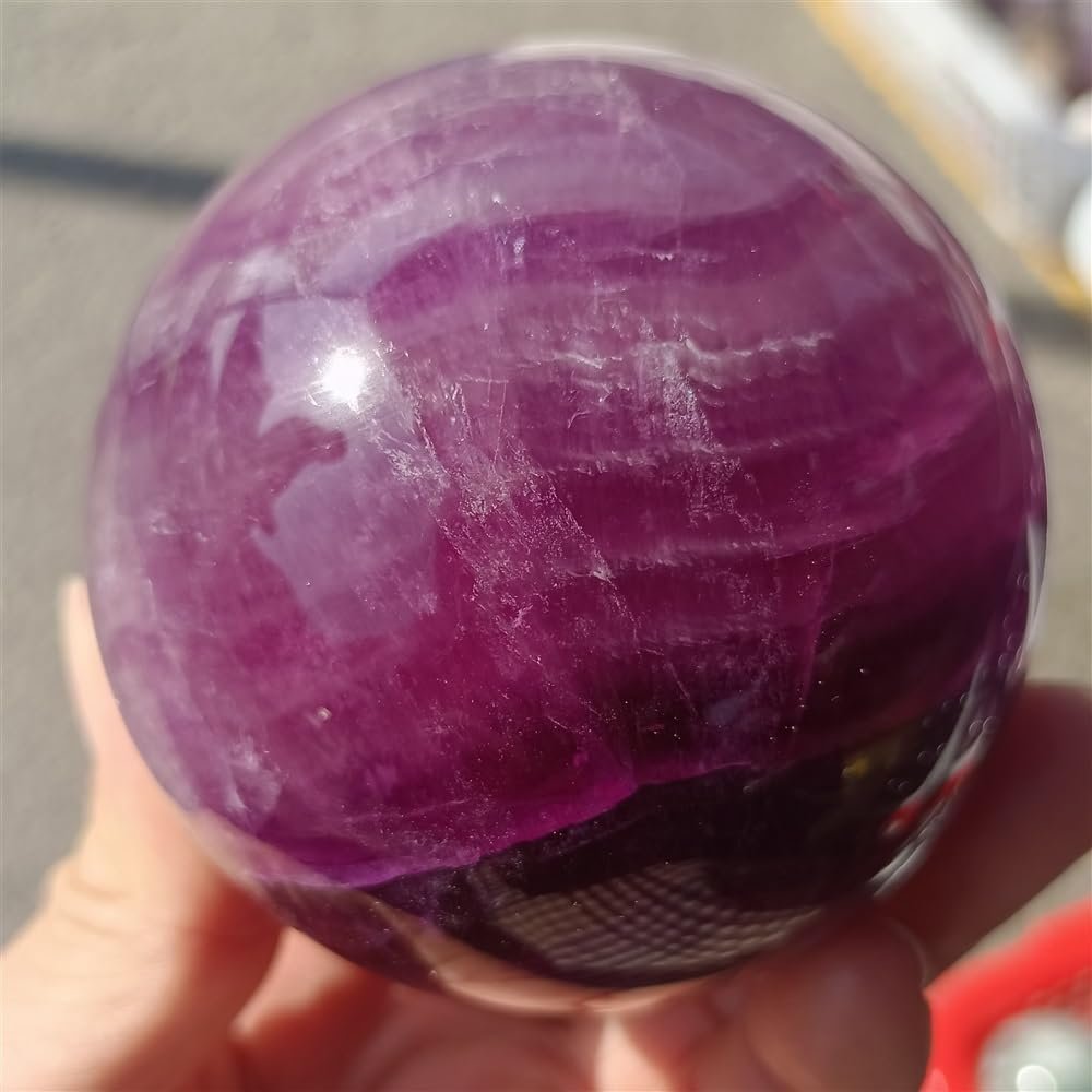 AtkitS Natural Purple Fluorite Ball Quartz Crystal Ball Spirit Mineral Home Decor Energy Gemstone Gifts (Size : 50-60mm)