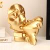 AOPPLSOT Golden Deco Sculpture, Abstract Art Women Thinker Statue, Decoration Living Room Office Bar Cafe Entrance Statues and Sculptures,Resin,Kiss view 2