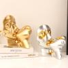 AOPPLSOT Golden Deco Sculpture, Abstract Art Women Thinker Statue, Decoration Living Room Office Bar Cafe Entrance Statues and Sculptures,Resin,Kiss view 3