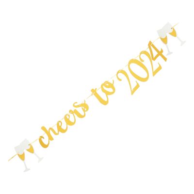 2024 Happy New Year Banner 1 Set new year latte art funny Party Supplies paper Party Favors New Year 2024 Banner Decorative New Year Bunting