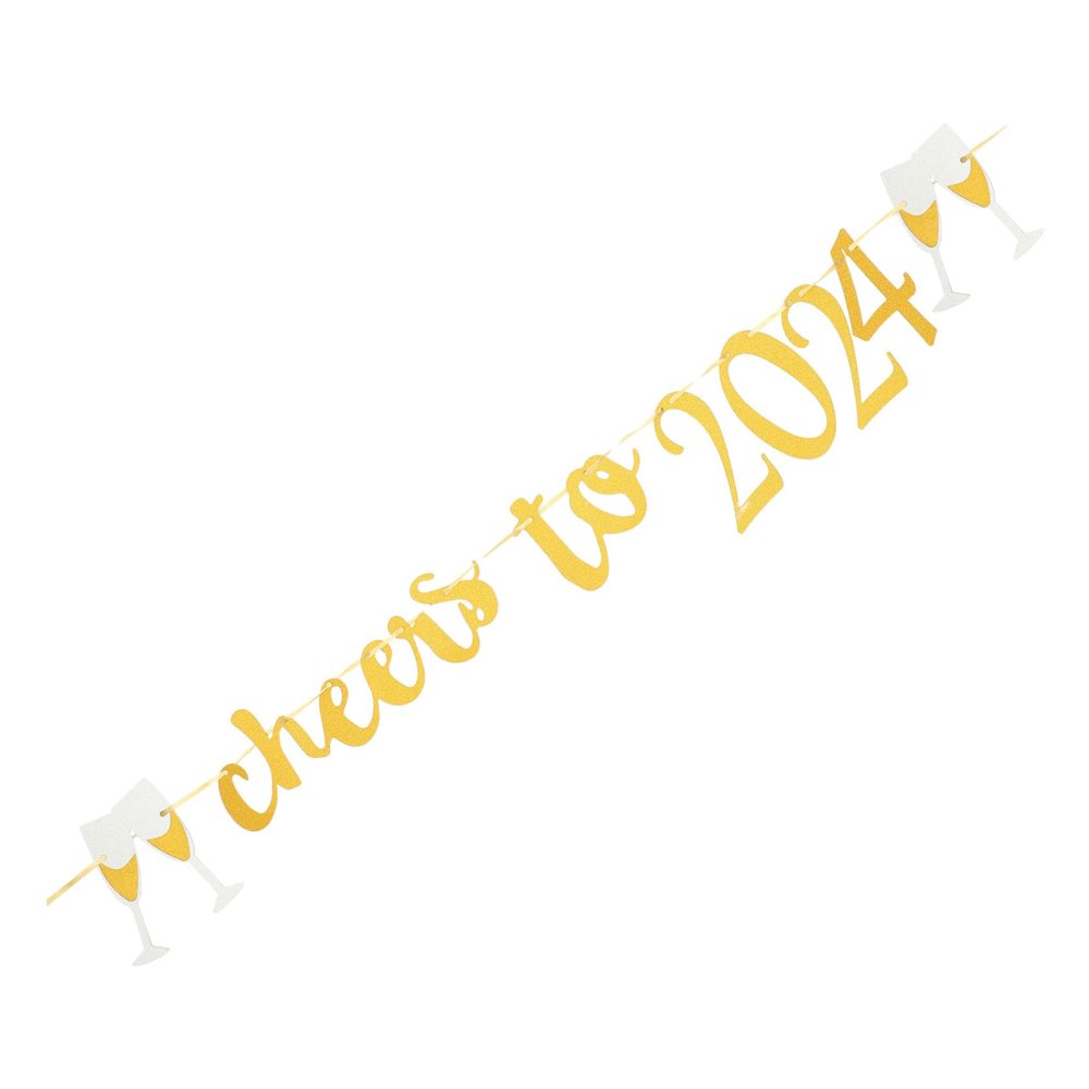 2024 Happy New Year Banner 1 Set new year latte art funny Party Supplies paper Party Favors New Year 2024 Banner Decorative New Year Bunting