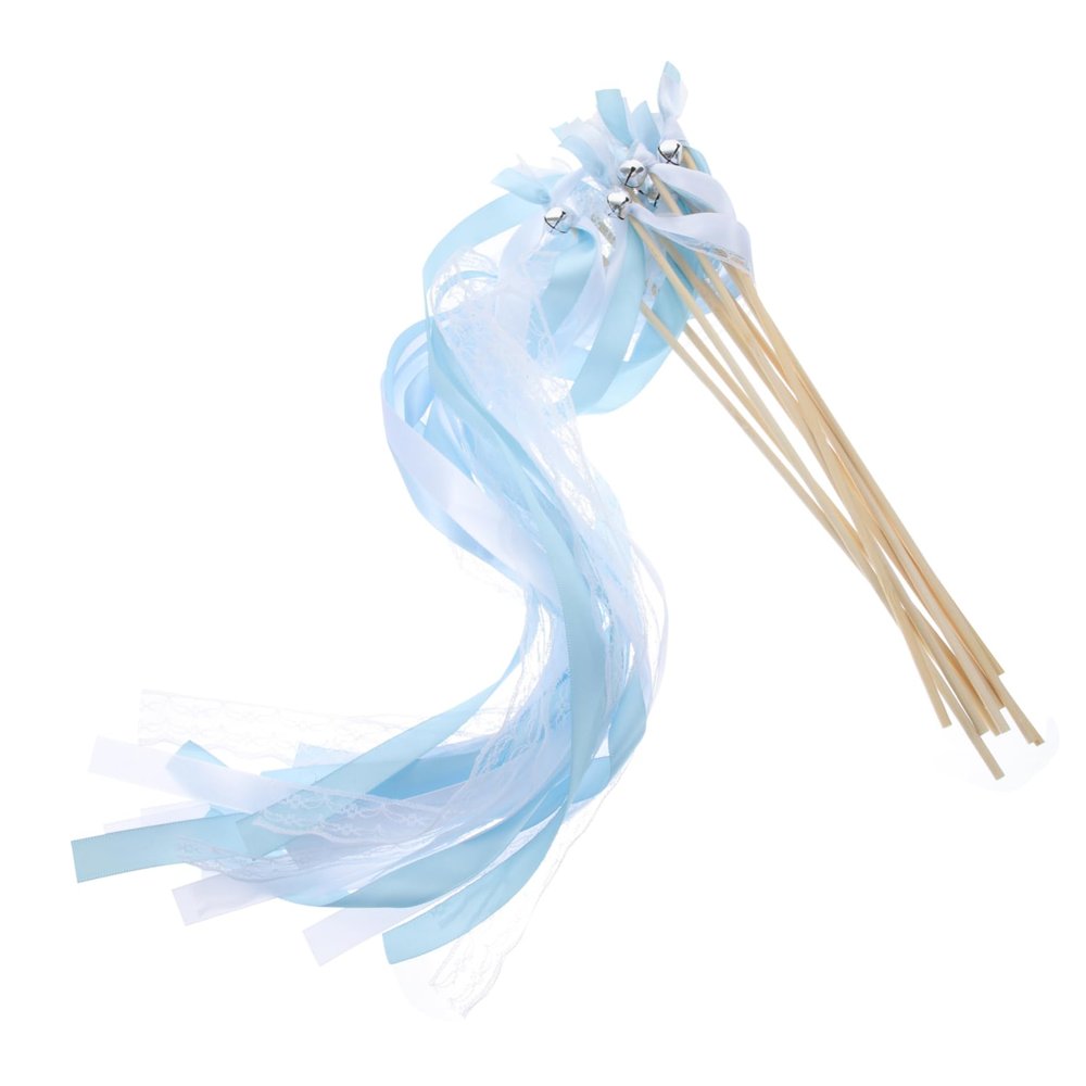 JOINPAYA 10pcs Lace Ribbons Wedding Streamers with Bells Fairy Wands for Parties Celebrations and Themed Events for Send Offs Birthdays and Year Festivities