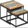2 PCS Nesting Table Set Coffee Tables Iron Frame Sofa and End Table for Living Room Home Furniture Decor Space Saving Reclaimed Wood view 1