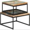 2 PCS Nesting Table Set Coffee Tables Iron Frame Sofa and End Table for Living Room Home Furniture Decor Space Saving Reclaimed Wood view 4