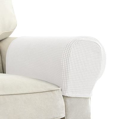 Chaexii Premium Polyester Sofa Arm Cover, Scratch Resistant Protector Covers, Washable, Elastic Armrest Covers for Square/Curved/Sloping Couch Armrests, 2Pcs (White)