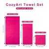 COZYART Hot Pink Bath Towel Set, Turkish Cotton Hotel Large Towel Bulk for Bathroom, Thick Bathroom Sets of 6 with 2 Bath Towels, 2 Hand Towels, 2 Washcloths, 650 GSM view 3