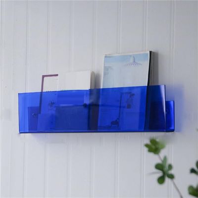 KWOKING Contemporary Wall Mounted Bookshelf Acrylic Book Shelf Living Room Punch-Free Acrylic Bookshelf Transparent Color Reading Book Stand Magazine Storage Display Stand Blue 23.5" L x 2" W x 6" H