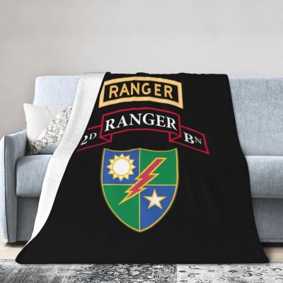 Rqwaaed US Army Retro 2nd Ranger Battalion Throw Blankets Cozy Warm Lightweight Flannel Blanket for Sofa Bed Men and Women