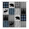 JEJOMEAG Cabin Retro Rustic Lodge Shower Curtain Bear Moose Deer Elk Blue Black Plaid Check Country Camping Hunting Adventure Fabric Bathroom Curtain with Hooks, 70Wx70H view 4