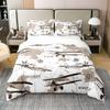 100% Cotton Airplane Bedding Set King Youth Aviation Aircraft Comforter Cover for Kids Boys Teens Young Man World Map Duvet Cover Compass Glider Quilt Cover Room Decor with 2 Pillow Cases Brown White view 1