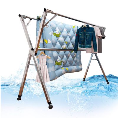 ATYUJKB Clothes Drying Racks for Laundry Outdoor, Laundry Stand Organizer with Wheels, Stainless Steel Clothes Drying Rack, Laundry Room Collapsible Clothes Drying Rack (200cm/79 in)