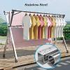 ATYUJKB Hanging Clothes Drying Rack for Laundry Room, Laundry Drying Rack Foldable, Garment Rack On Wheels with Shelf, Stainless Steel Laundry Stand (240cm/94 in) view 2