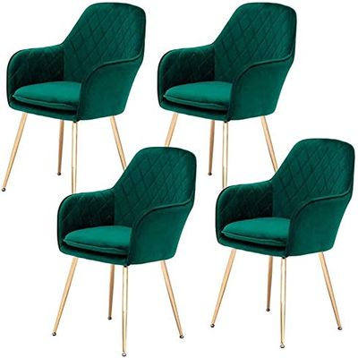 Dining Chair Kitchen Dining Room Furniture Chairs Set of 4 Dining Chairs Velvet Cushion Kitchen Chairs Metal Non-Slip Feet Corner Chair Armchair for Modern Simple Cafe Office Chair (Color :