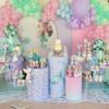 FiVan Baby Birthday Party Props Mermaid Scale Theme Plinth Cover Elastic Stretch Spandex Pedestal Cover for Metal Cylinder Stands view 3