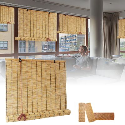 Bamboo Roller Blinds, Outdoor Bamboo Blinds, Retro Waterproof Reed Curtains Bamboo Windows Shades, Bamboo Curtain for Indoor/Outdoor Porch Privacy, Sun Protection, Easy to Install