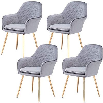 Dining Chair Kitchen Dining Room Furniture Chairs Set of 4 Dining Chairs Velvet Cushion Kitchen Chairs Metal Non-Slip Feet Corner Chair Armchair for Modern Simple Cafe Office Chair (Color :