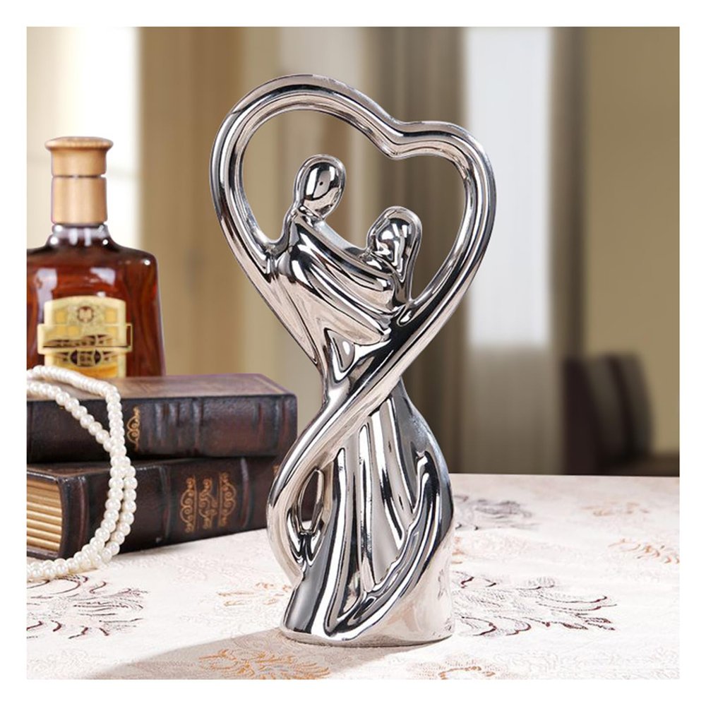 AOPPLSOT Love Couple Sculptures Deco, Modern Abstract Deco Sculpture, Couple Statue, Statue for Decoration Living Room, Bar, Room, Office, Resin,Love Silver