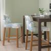 Bar Stool Covers Nautical Coastal Ocean Coral Stretch Removable Bar Chair Cover Beach Themed Blue Teal Counter Slipcovers for Kitchen Pub Dining Room Cafe Furniture Set of 2 view 2